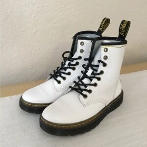 Dr. Martens Zavala Lace Up High Top Leather Boots - White FLAWED